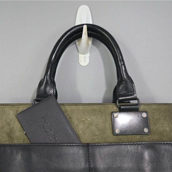 🐢 Rag & Bone New York Olive Green Suede Pilot Bag Large - Picture 4 of 17